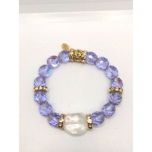 Kirks Folly Lilac Crystals With Clear Quartz & Rhinestones Bracelet~New - Picture 3 of 10